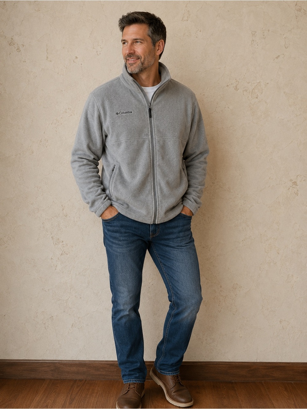 Columbia Men’s Gray Fleece Jacket | Full-Zip | Size L | EUC | Outdoor Casual